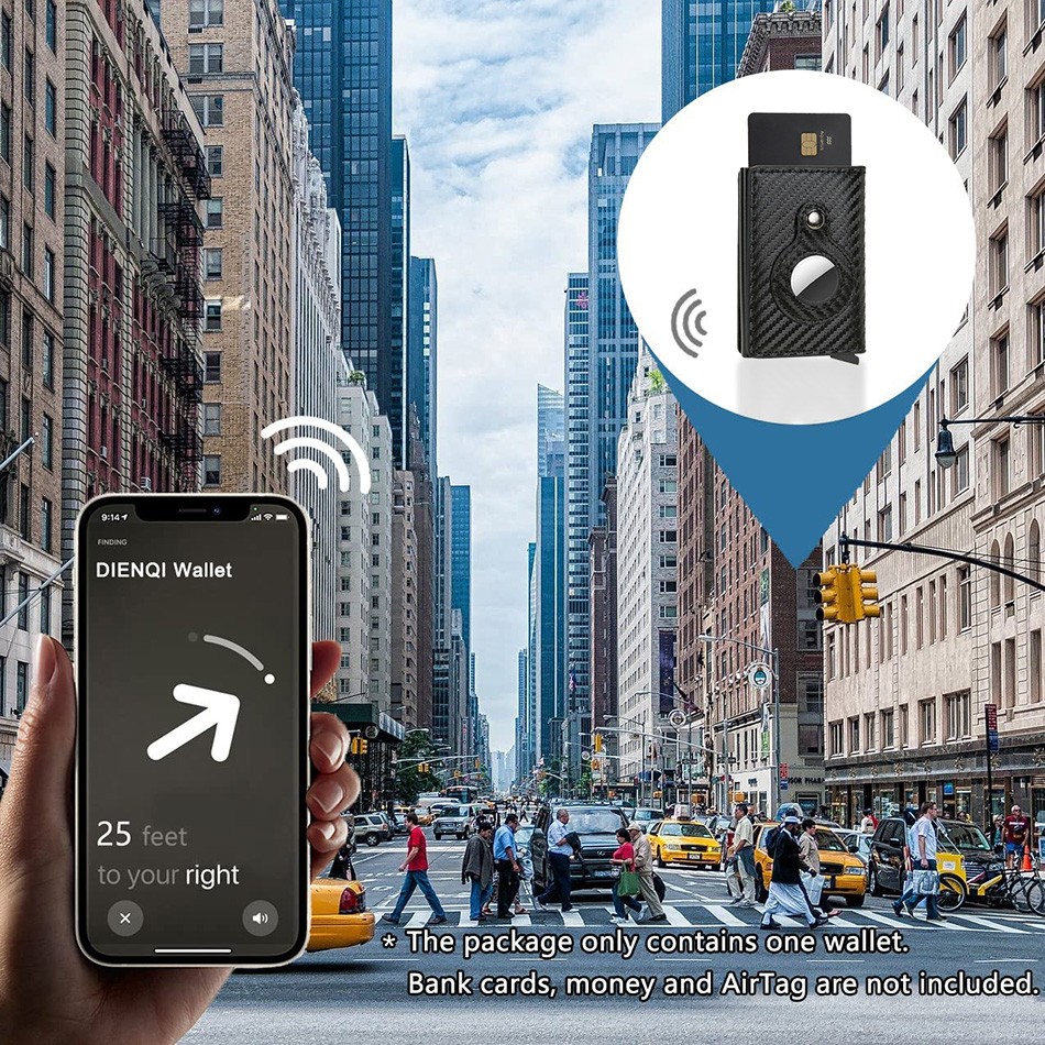 تتفاعل الكربون حامل بطاقات من الألياف Airtag الرجال البنك حامل بطاقة الائتمان محفظة صغيرة الحجم المعادن الهواء العلامة الذكور Vallet ل Airtag tarjetero
