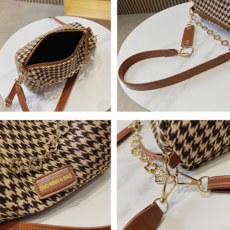 New wild woolen cloth handbag vintage women bags purses hh9 stud bucket bags women shoulder crossbody bag tote