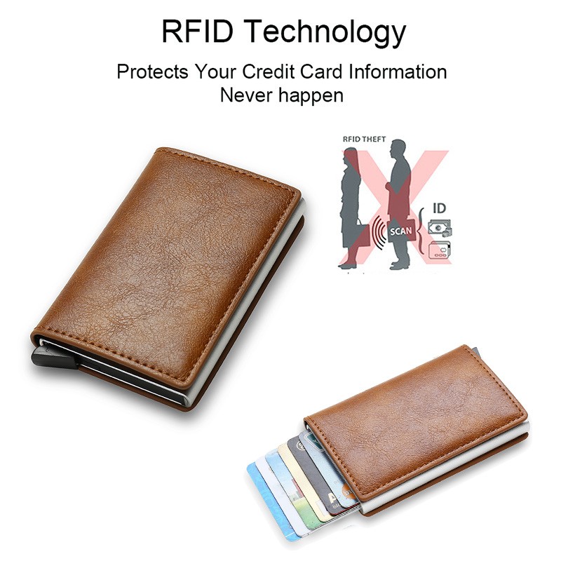 DIENQI - Anti Rfid Card Case for Men and Women, Metal Aluminum Mini Wallet for ID Credit Cards