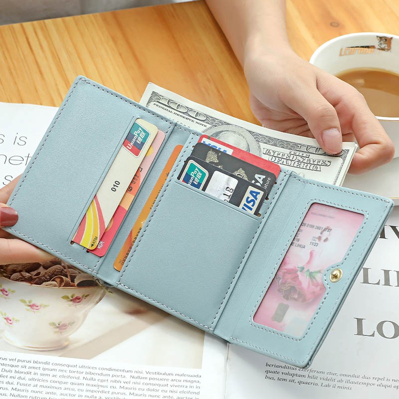 Women Wallets 4 Color Short Money Bags Cute Small Wallet Women Student Card Holder Girl ID Bag Card Holder Coin Purse