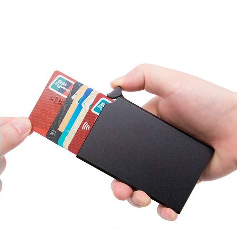 Anti-theft ID Credit Card Holder Porte Carte Thin Aluminum Metal Wallets Pocket Bank Box Women Men Credit Card Box