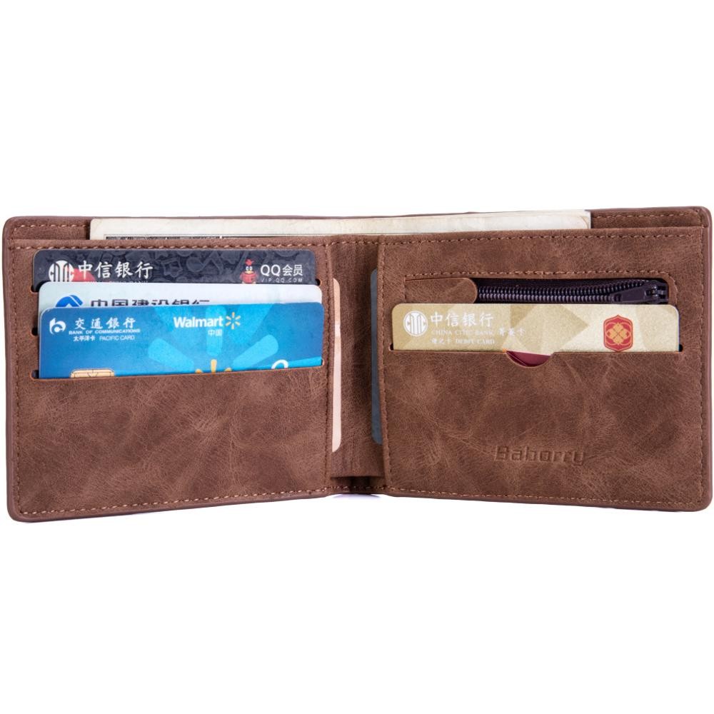 Men's PU Leather Short Wallet Multifunction Wallet Men Zipper Coin Purse Small Money Clip Wallet