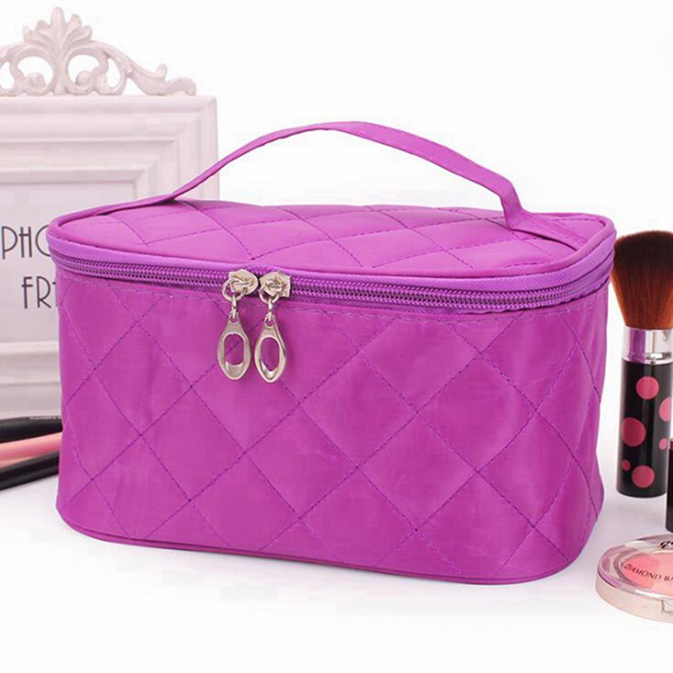 Women Travel Cosmetic Bags Diamond Lattice Zipper Men Makeup Bags Organizer Beauty Cosmetic Bag Bath Wash Make Up Kits