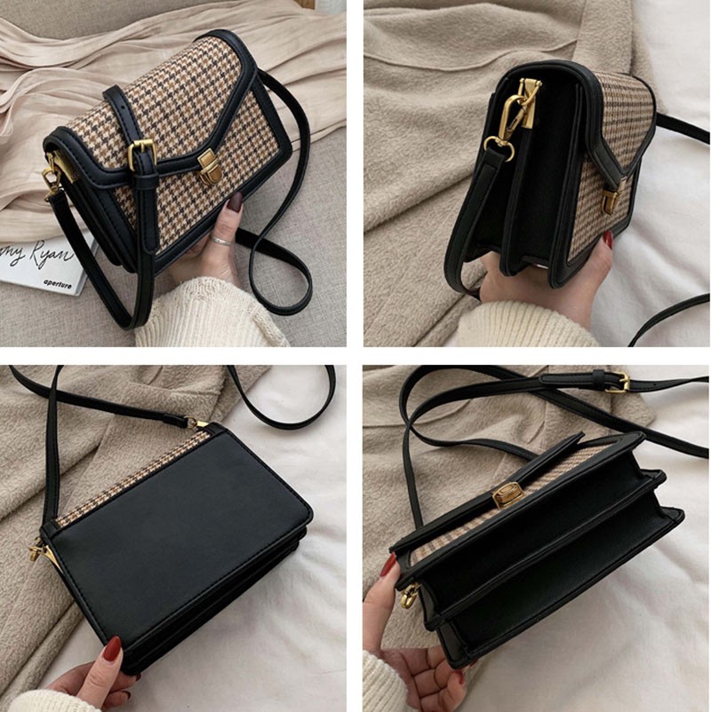 MSGHER Plaid PU Leather Crossbody Bags For Women 2022 Luxury Brand Chain Shoulder Messenger Bag Small Female Travel Bags