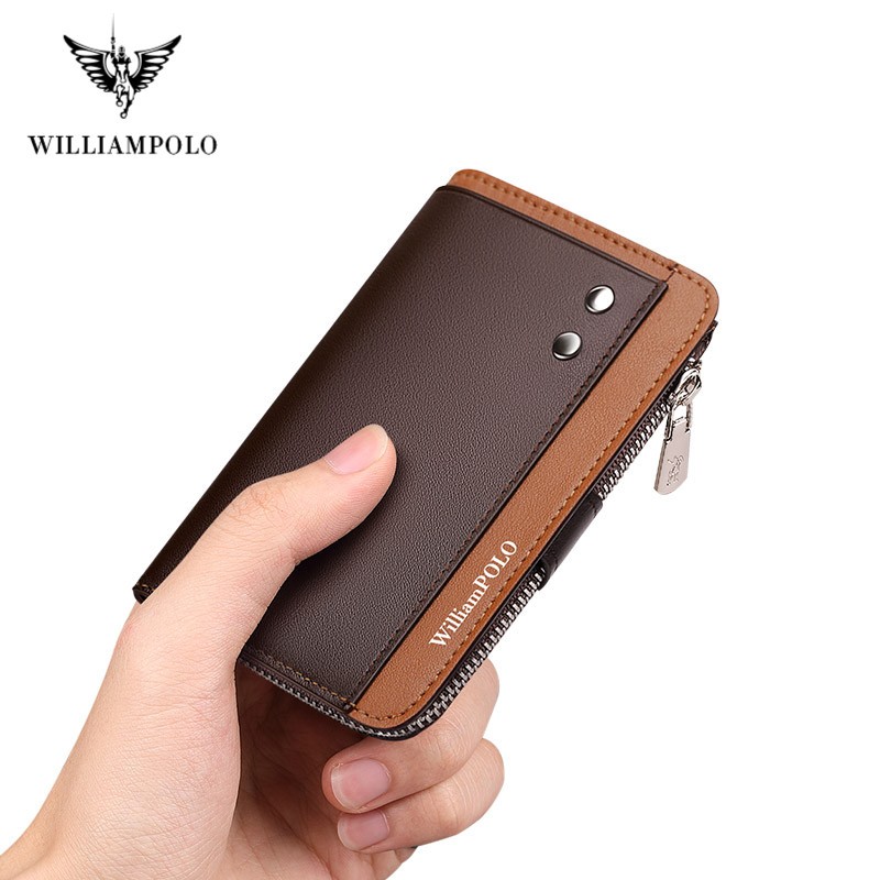 Williapolo Men's Keychain Genuine Leather Key Holder Men Key Wallet Organizer Pouch Car Keychain Housekeeper Key Case Card Holder