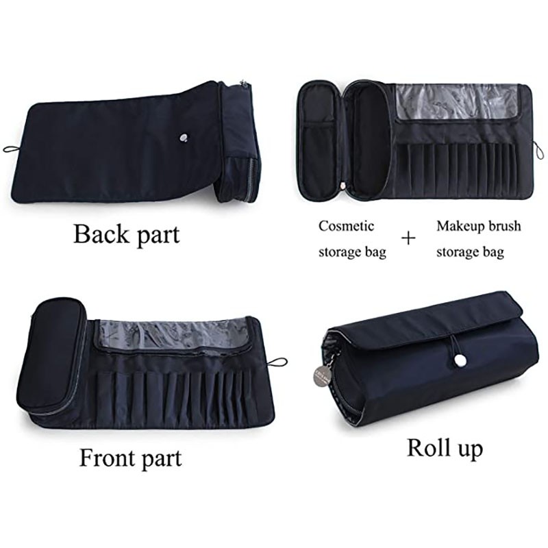Roll up Women Professional Cosmetic Bag Multifunctional Cosmetic Brush Case Pouch Travel Waterproof Cosmetic Tools Organizer