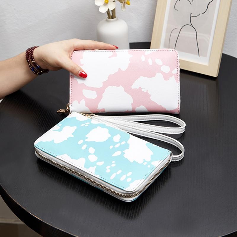 Women Wallet PU Leather Clutch Bag Ladies Long Wallet New Fashion Trendy Cow Pattern Bag Long Card Bag Coin Purse Female Bag