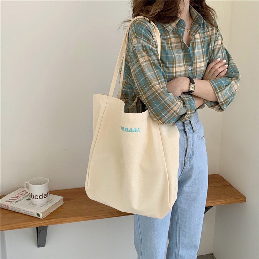 Fashion Women Canvas Shoulder Bag Solid Color Large Capacity Daily Leisure Cross Hand Shopping Bags For Travel