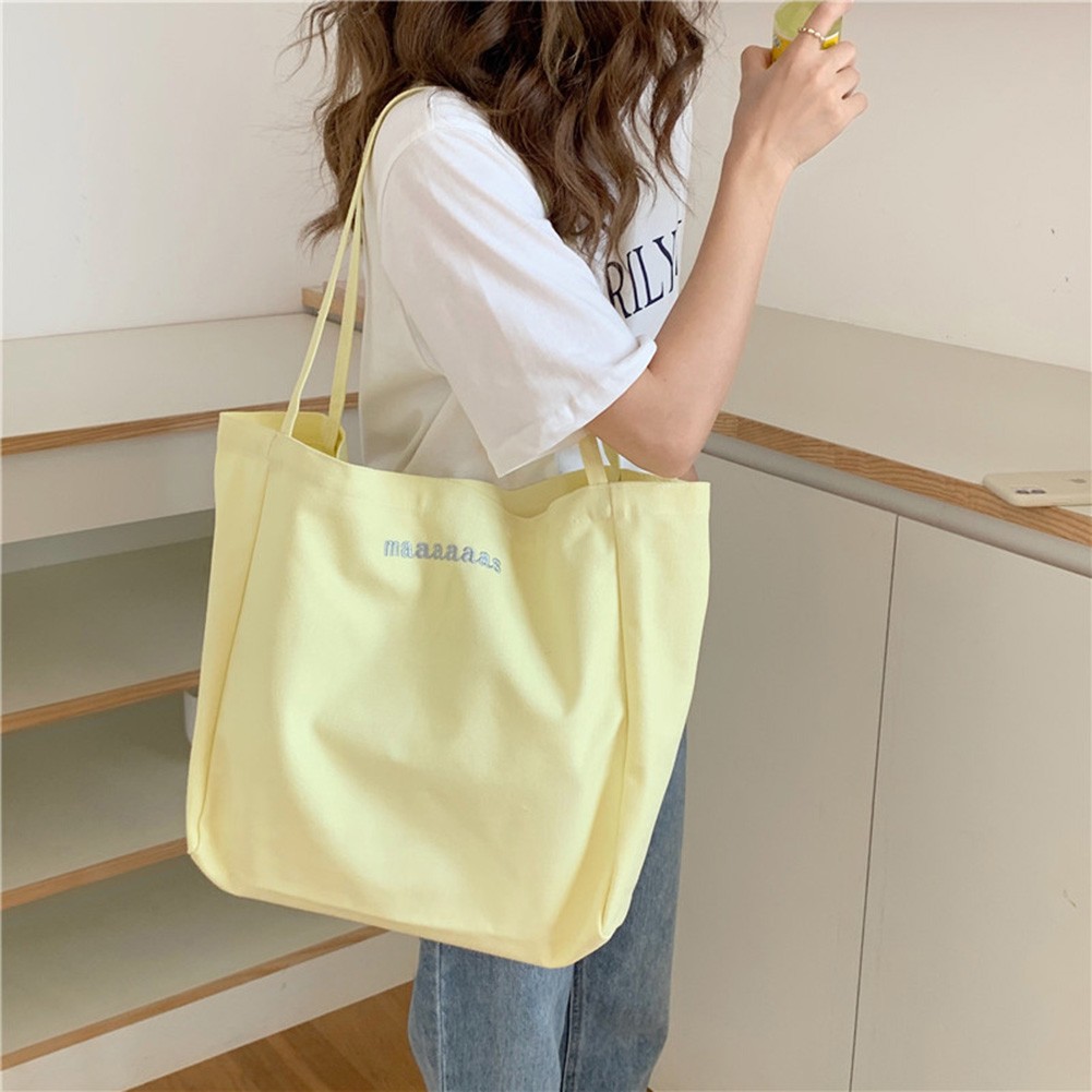 Simple Preppy Style Canvas Paper Bag Eco Foldable Shopping Bag Reusable Storage Folding Bags