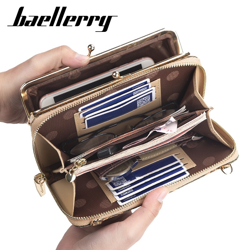 Fashion Women Wallets Wood Grain Long Chain Phone Holder Luxury Classic Female Wallet Zipper Wallet For Women