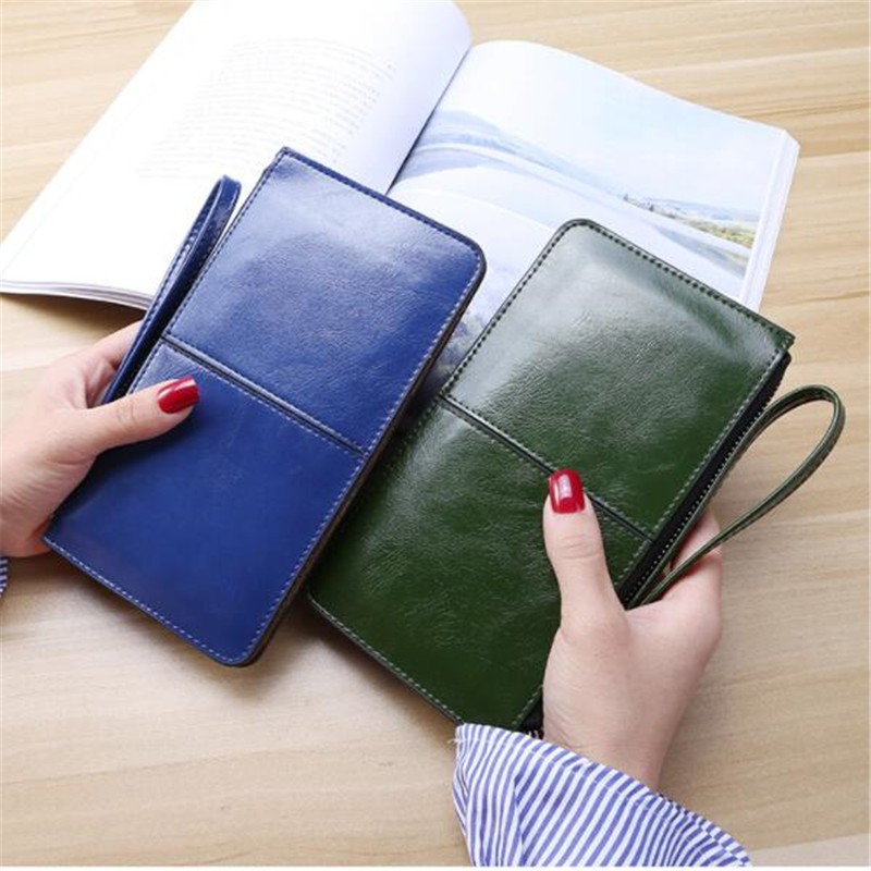 New Fashion Women Office Lady PU Leather Long Wallet Clutch Zipper Business Bag Wallet Card Holder Large Capacity Wallet