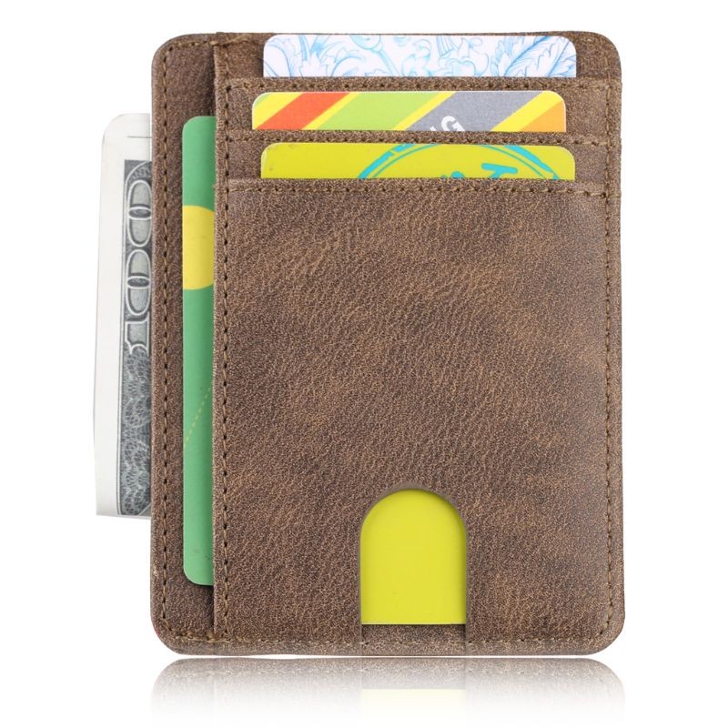 Men Leather Bank ID Credit Card Holders Ultra Slim Rfid Blocking Wallet Mini Size Business Card Protector Case Cover Ultra Thin