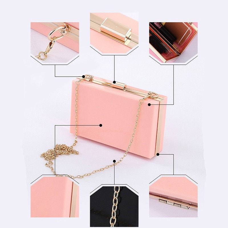 Good Quality Hot Transparent Women Acrylic Box Mini Bag Brand Ladies Evening Handbag Wedding Bag Female Clutch Shoulder Bag