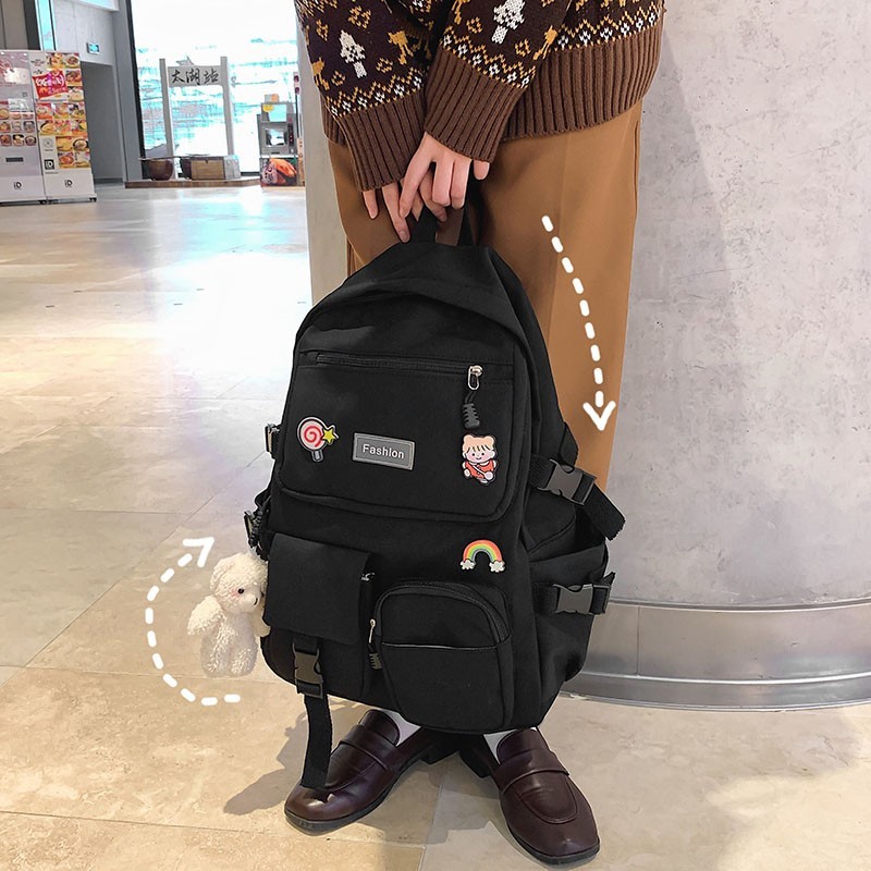 Kawaii Doll Girl School Bag Korean Version Casual Women Backpack Large Capacity Girls Backpacks All-match Woman Bag 2022