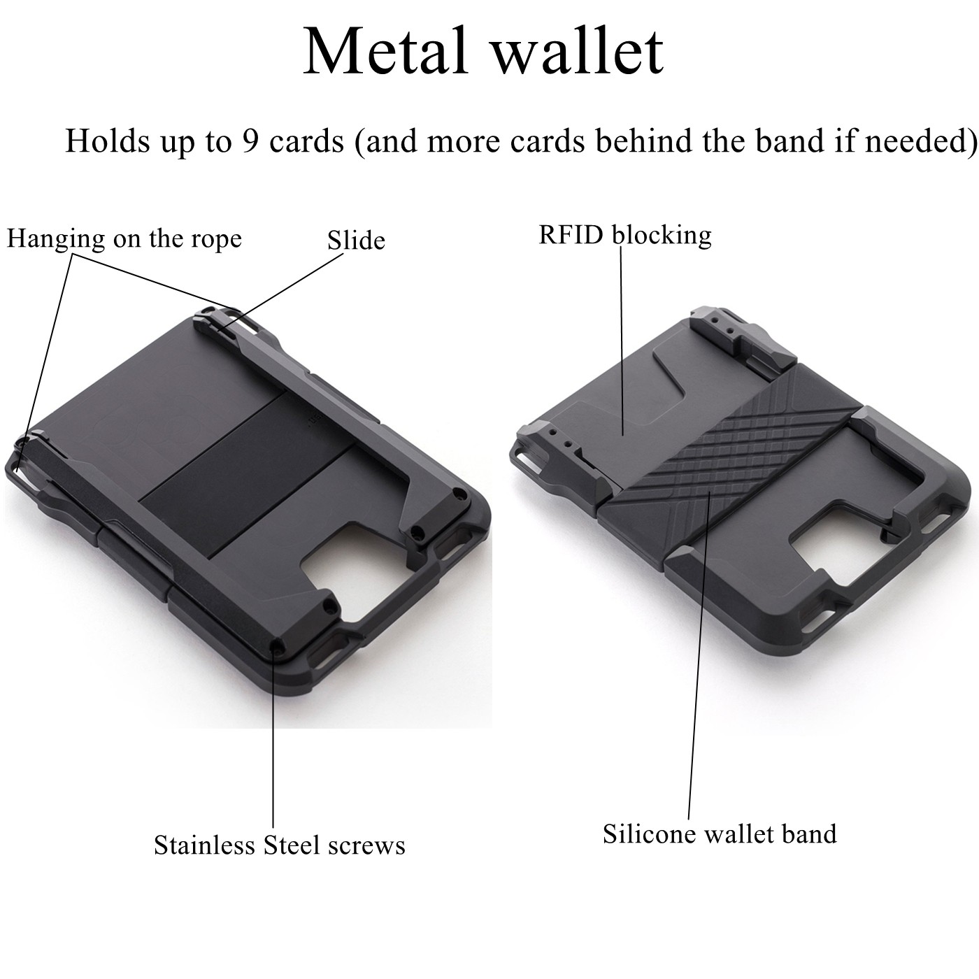 2021 New RFID Metal Credit Card Holder Men Tactical Lanyards id Badge Holder Credit Card Case Smart Small Size Wallet