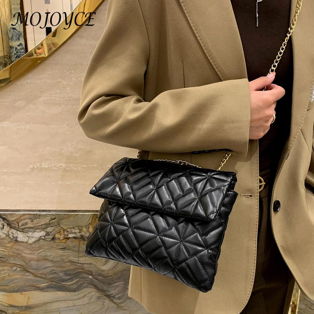 Women Shoulder Bags Fashion PU Leather Underarm Bags Pure Color All-Match Lattice Style Shopping Bags Designer Clutch