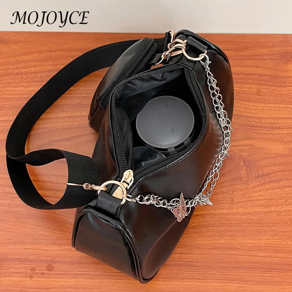 Elegant Women's Shoulder Bag PU Leather Pure Color Underarm Fashion Bags Ladies Butterfly Chain Travel Handbag