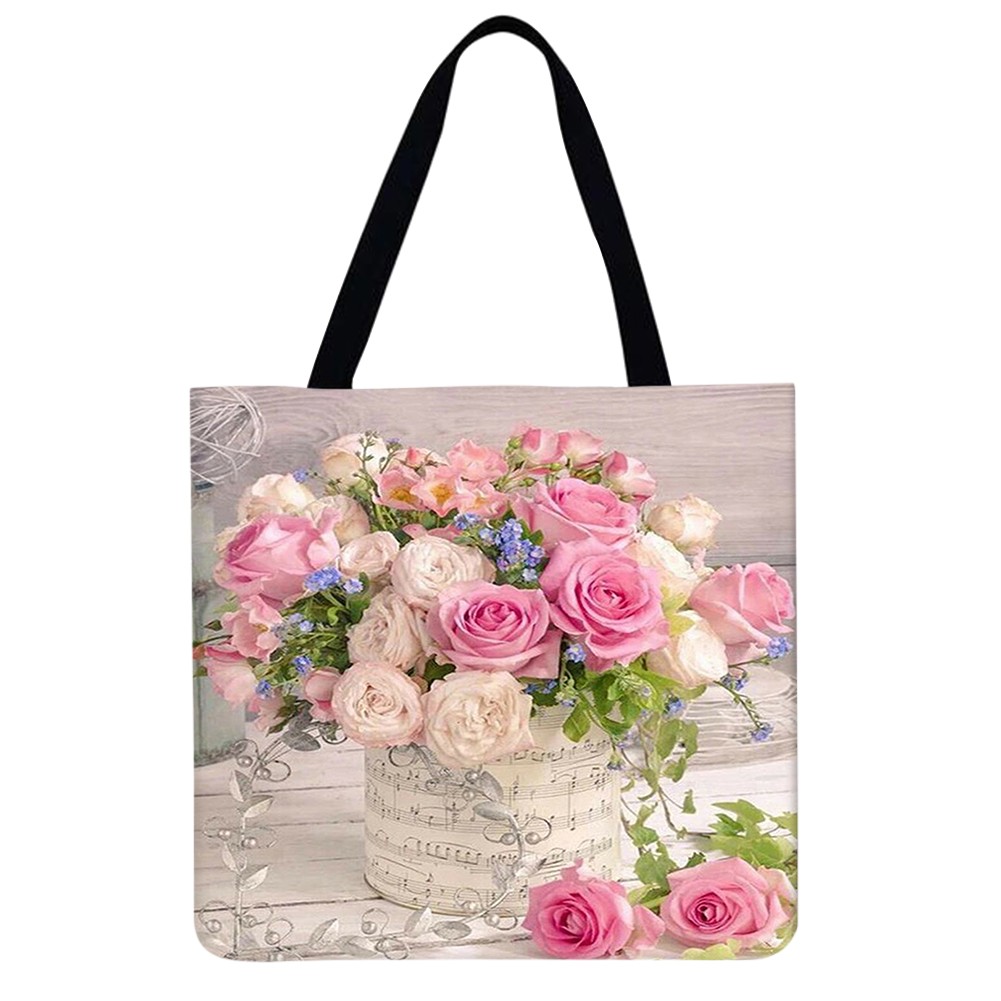 Practical Linen Square Shopping Bag Casual Ladies Daily Shopping Bag Large Capacity Storage Household Handbags