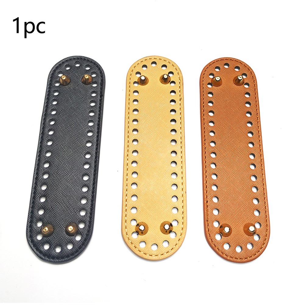 Crochet Handbag Handmade Long Panel Replacement Profession DIY Knitting With Holes Bag Bottom Accessories Oval PU Leather Women