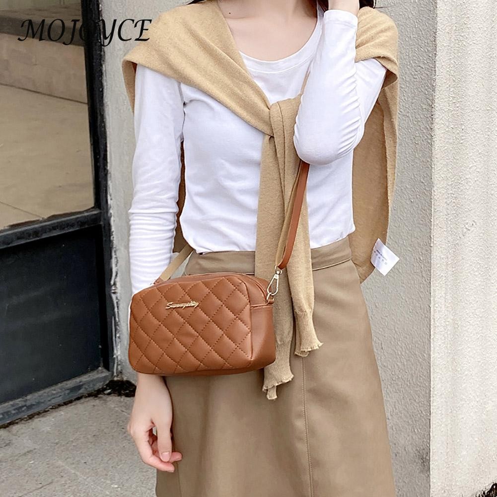 Women Shoulder Bags Female Fashion Solid Color Small Zipper Mobile Phone Crossbody Bag Casual Bag Diamond Lattice Messenger Bag