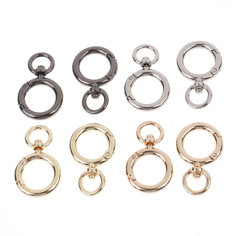 4pcs Open Circle Snap Hook Spring Gate O Ring Trigger Clasps Leather Bag Strap