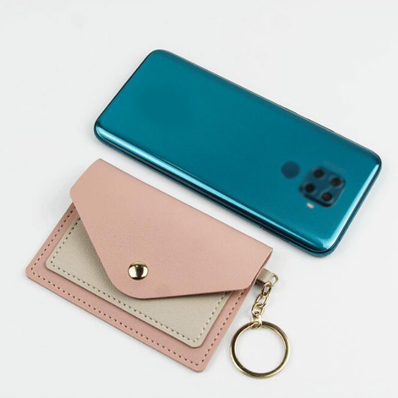 Korean version card holder cute student candy color ultra-thin wallet multiple ID card holders keychain package small wallet purse