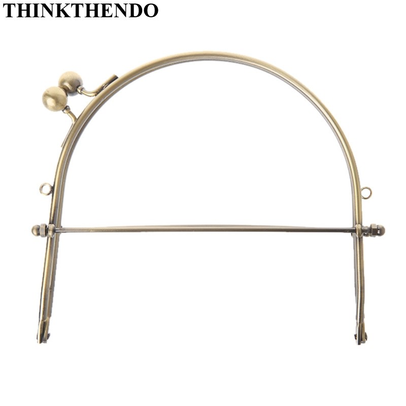 Thinkthendo 1pc Metal Half Frame Round Kiss Clasps Lock Purse Handbag Handle Clutch