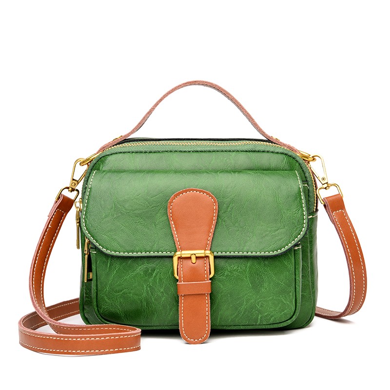 Fashion Vintage Women Messenger Bag Cowhide and PU Leather Designers Handbag Luxury Women Shoulder Bags Female Crossbody Bags