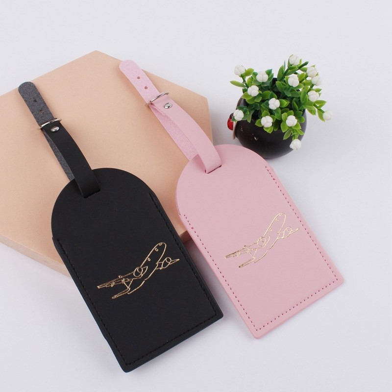 Anti-lost PU Leather Bag Tags Label Holder Travel Bag Label Holder Transparent ID Name Card Window For Adult Students