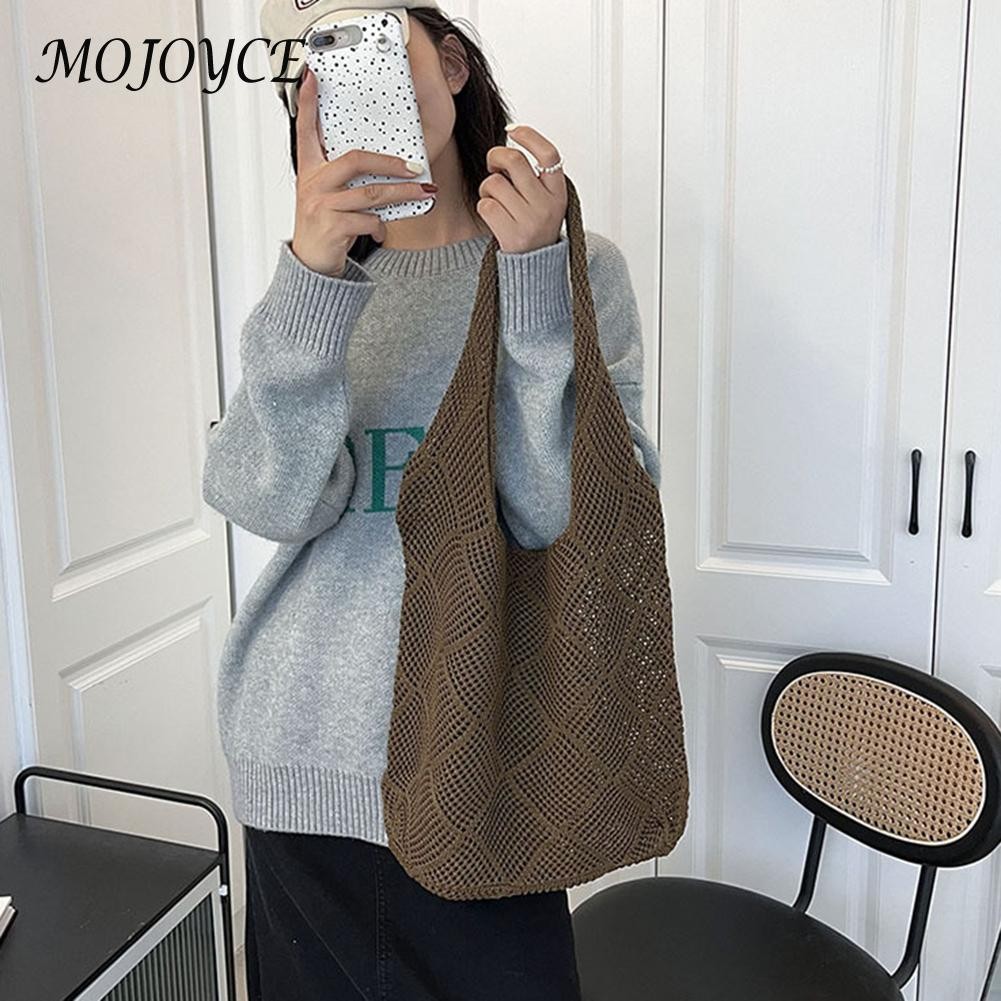 Lazy wind bags woven sweater shoulder bags large capacity shopping bags for women outdoor travel shopping gift