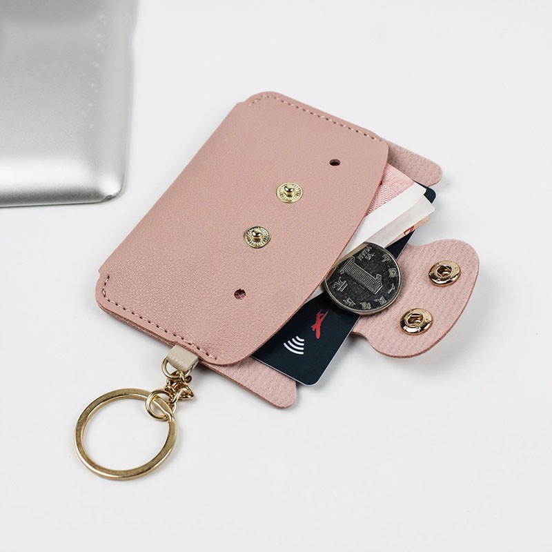 Creative Card Holder Cartoon Simple Animal Piggy Shaped PU Leather Kawaii Small Wallets Keychain Coin Purse ID Card Bag for Girls