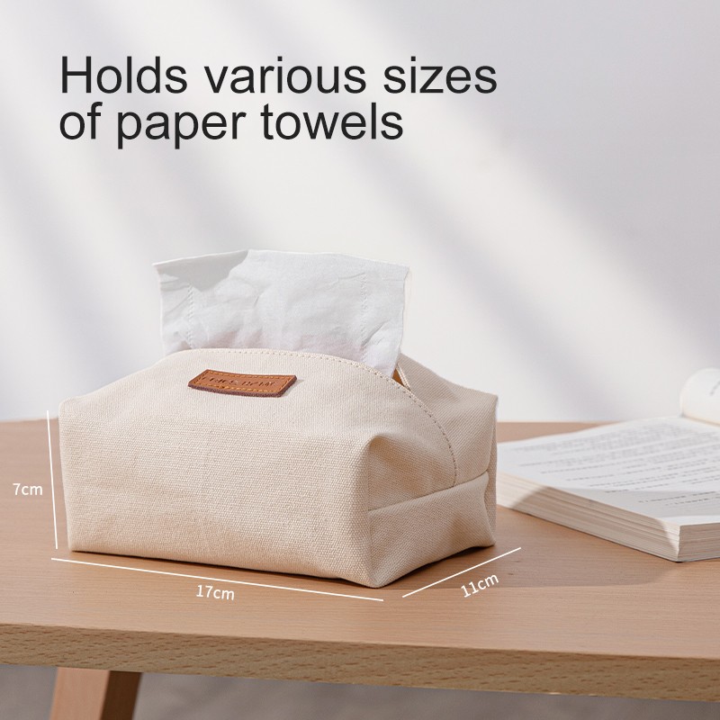 Cotton Canvas Simple Tissue Box Living Room Pumping Tissue Box Car Towel Napkin Paper Holder Pouch Chic Table Home Decor