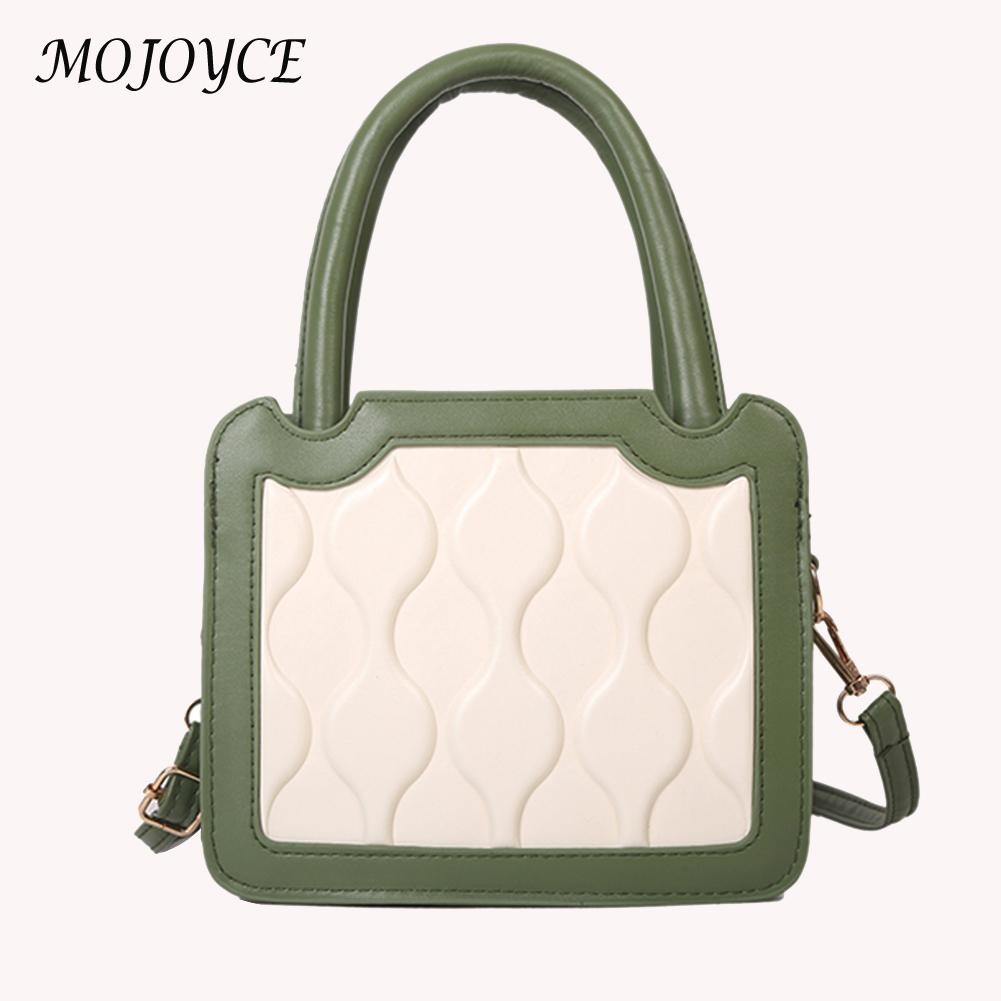 PU Women Biscuit Embossing Handbags Top-handle Hit Color Messenger Shoulder Bags for Women Outdoor Shopping Traveling