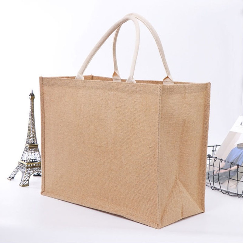 Reusable duffel bag eco-friendly burlap grocery beach shopping bags X7YA