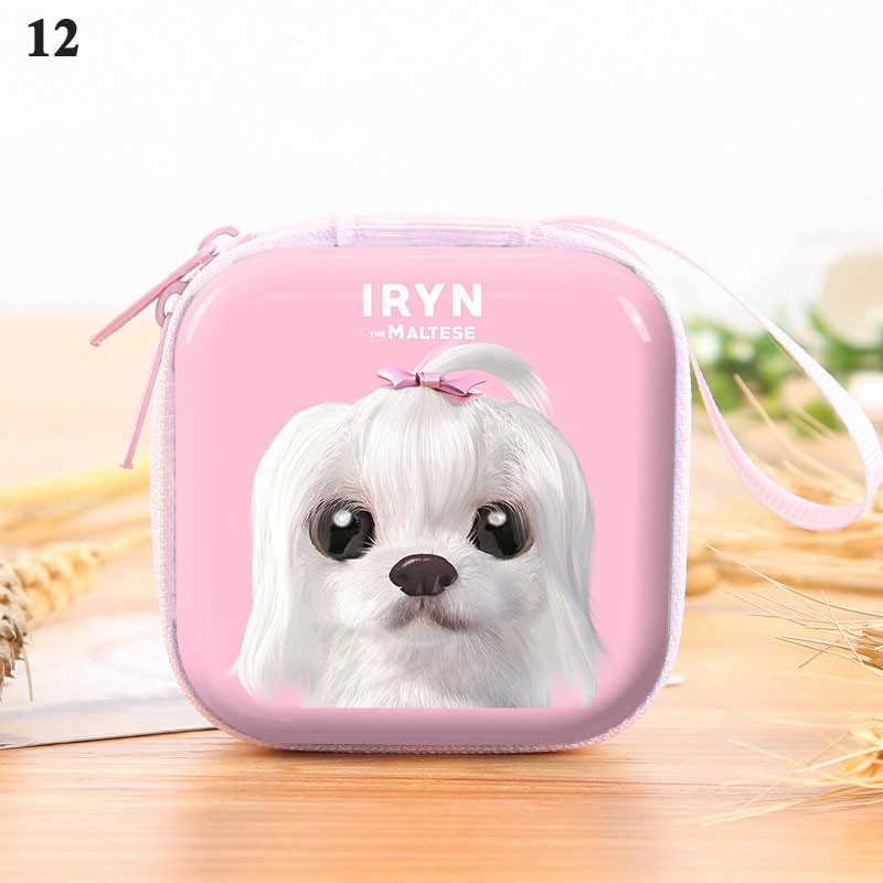 Creative Tinplate Zipper Coin Purse Cartoon Animal Pattern Headphone Organizer Pocket Card Holder USB Cable Data Line Storage