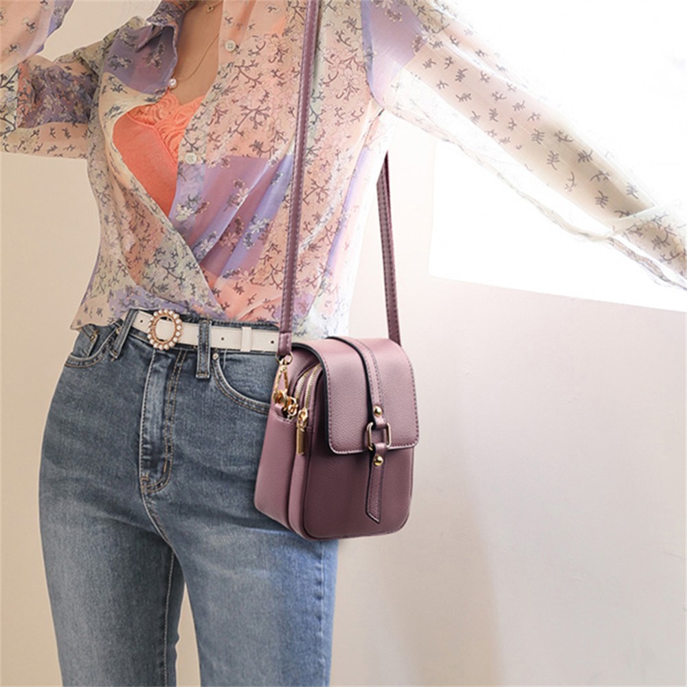 New Luxury Designer Women Mobile Phone Bag 2022 Fashion Solid Color High Quality Leather Ladies Shoulder Messenger Bag Bolsos