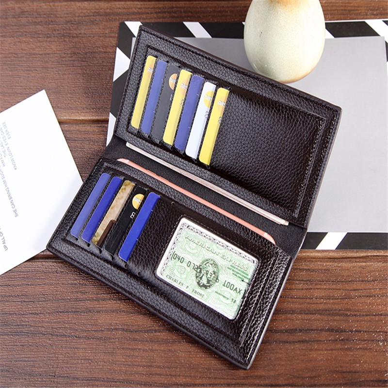 Lkeep PU Leather Wallet Male Slim Luxury Men Long Zipper Clutch Black Card Slot Money Bag Male Purse