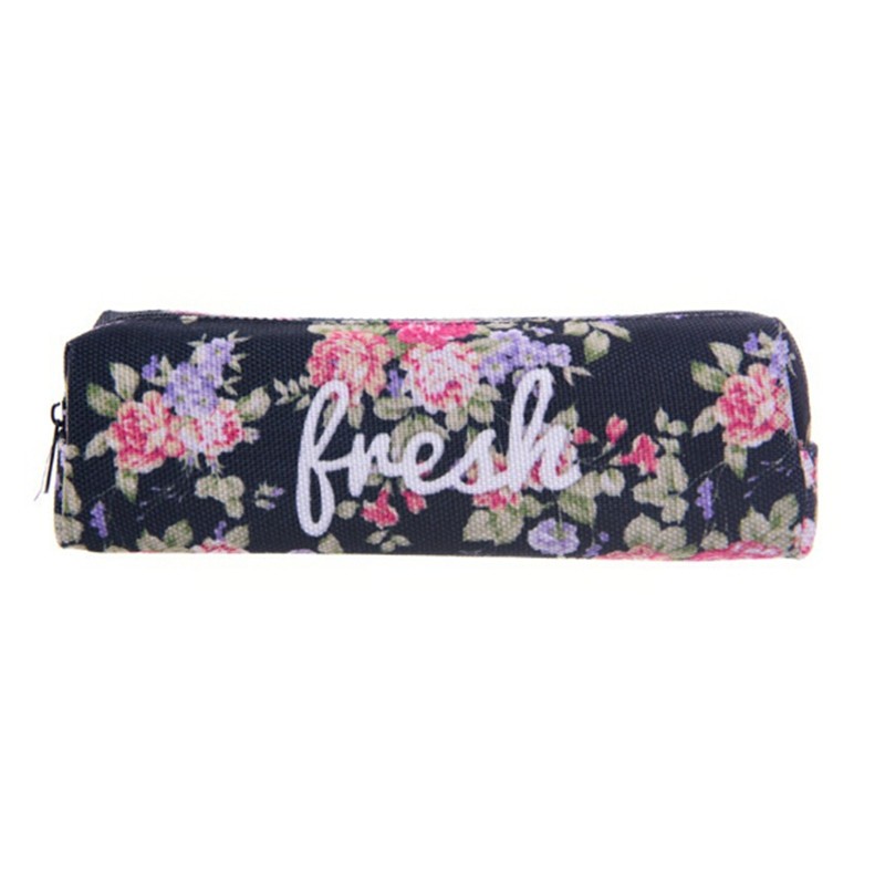 Women Retro Flower Print Cosmetic Bag Makeup Bag Kids School Pencil Bag Small Shower Pouch Organizer Bag