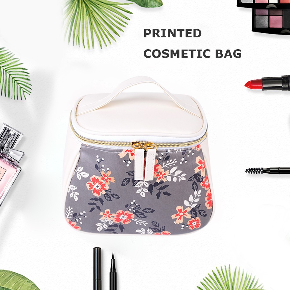 Women PU Leather Printing Cosmetic Bag Women Waterproof Zipper Portable Travel Organizer Makeup Bags For Women