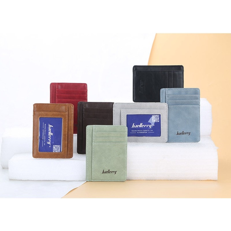 Simple Slim PU Leather Credit ID Card Holder Small Wallet Wallet 2022 Men Women Solid Color Casual Bag Money Bus Card Pocket Bag