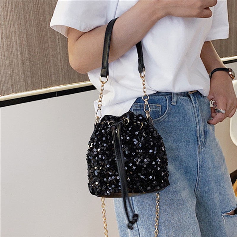 purses and handbags for women 2021 sequin chain bucket bags tote ladies shoulder bag girls crossbody bags for ladies