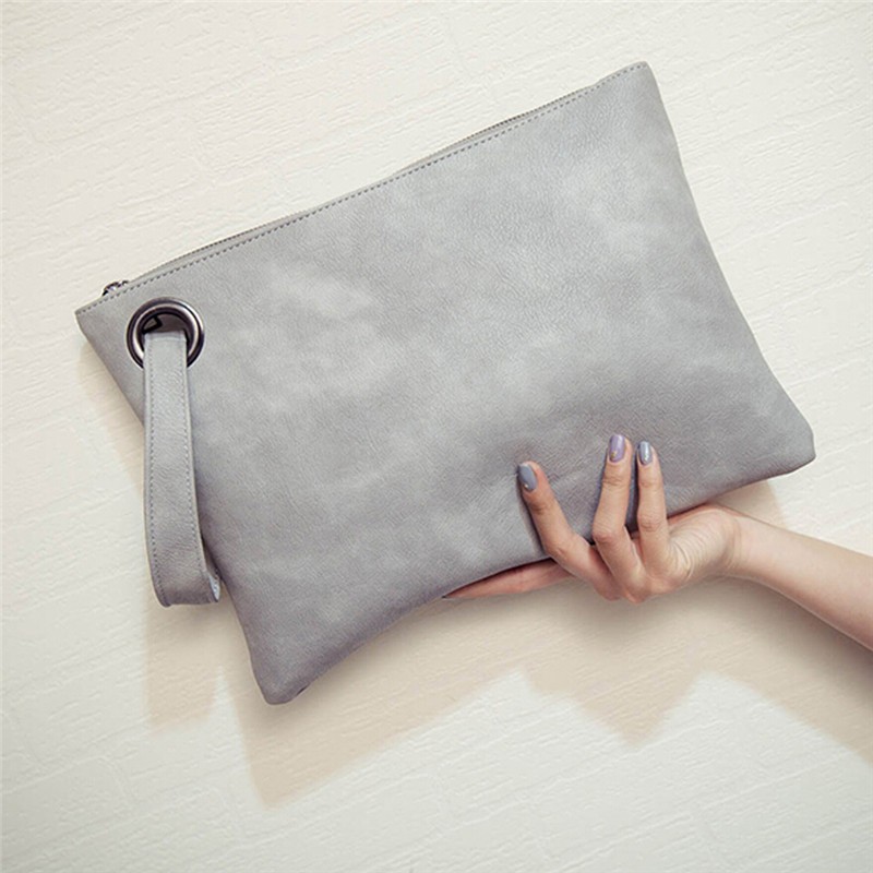 Solid Fashion Handbag Women Clutch Bag Leather Women Envelope Bag Zipper Evening Bag Female Clutches Handbag