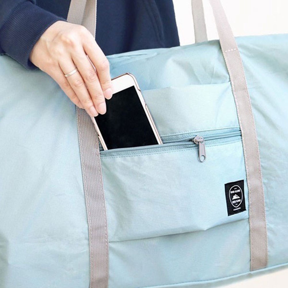 Organizer Side Pocket Dual Zipper Handheld One Shoulder Polyester Space Saving Foldable Portable Clothes Storage Travel Bag