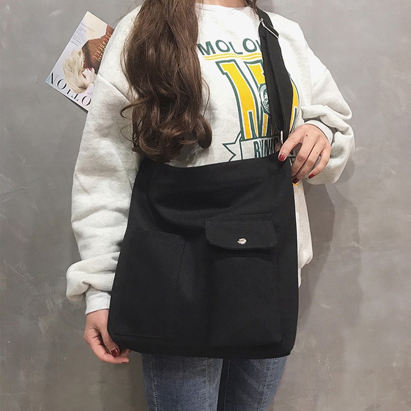 Women Bag 2021 Female Tote Canvas Simple Soft Fashion Messenger Bolsas Quality Shopper Crossbody New Designer Shoulder Bags