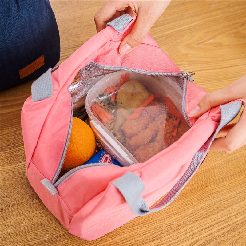 Waterproof Lunch Bag Nylon Portable Zipper Thermal Lunch Bag Oxford Bags For Women Convenient Lunch Box Carrying Food Bags