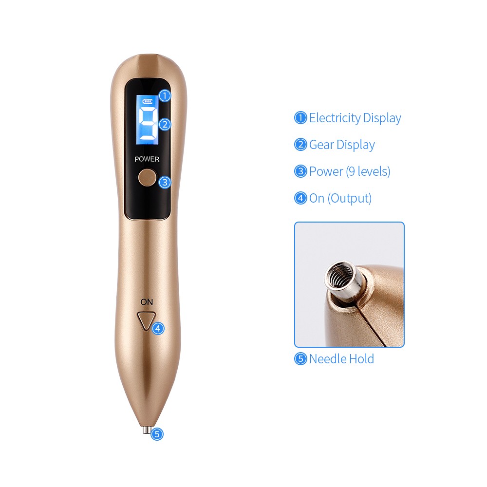 LCD Plasma Pen Laser Tattoo Mole Removal Device Rechargeable Face Care Skin Tag Removal Freckle Wart Dark Spot Remover