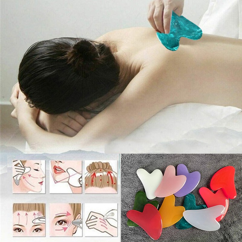 Guasha Facial Massage Massag Resin Beeswax Gua Sha Imitation Jade Board Acupoint Eye Care Massager Spa Tool Visage Massage