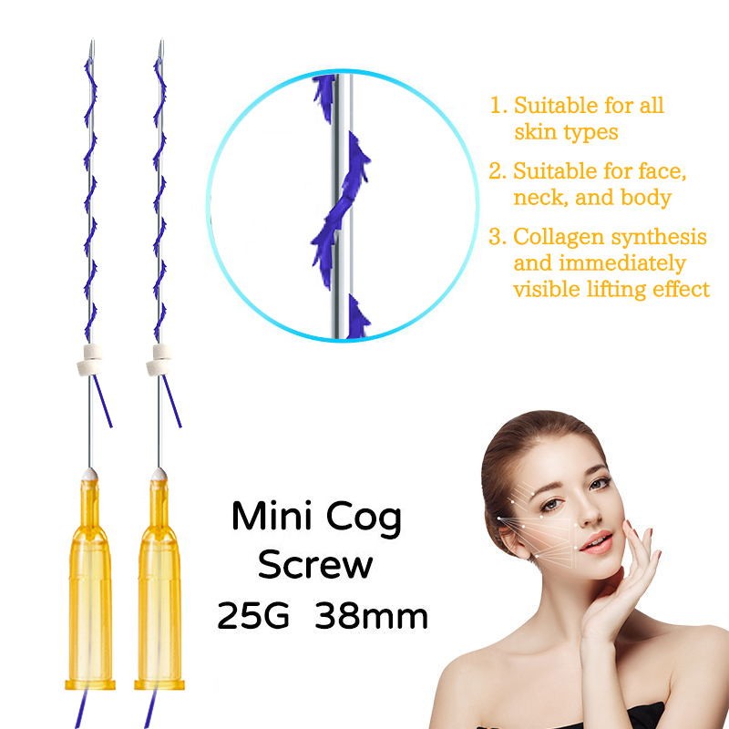 Mini Cog Screw 25g 10pcs/bag Hilos Tensores Faciales Ultra V Lift Barbed 38/60mm Pdo Thread for Face Lift Skin Care