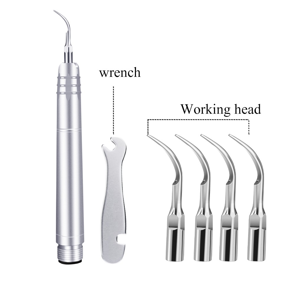 Dental Ultrasonic Air Scaler with 4 Teeth Cleaning Tips 2/4 Holes Handpiece Teeth Whitening Cleaner