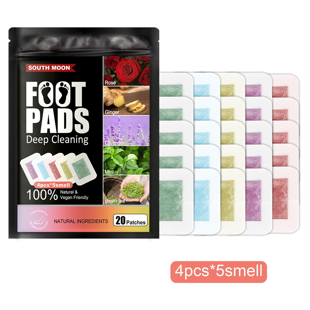 20pcs Herbal Detox Foot Patches Natural Lavender Rose Ginger Mint Green Tea Adhesive Pads Improve Sleep Clean Detox